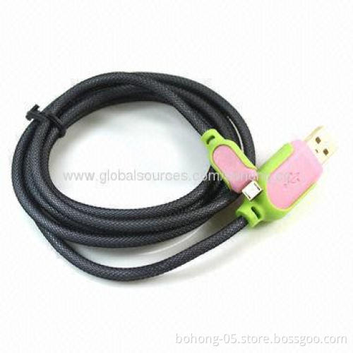 Hemp rope magnetic data cable with colorful connector, different colors are available